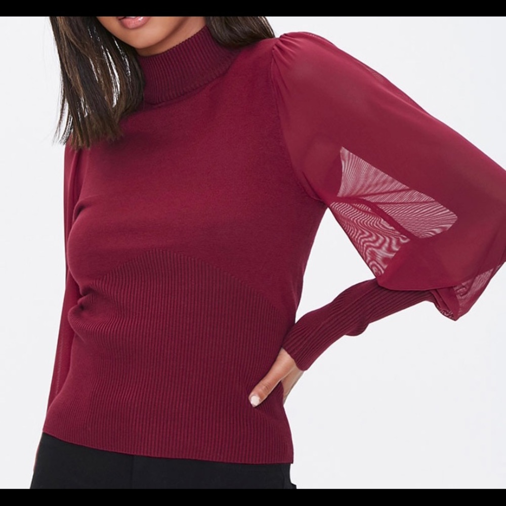 Sheer sleeve sweater top